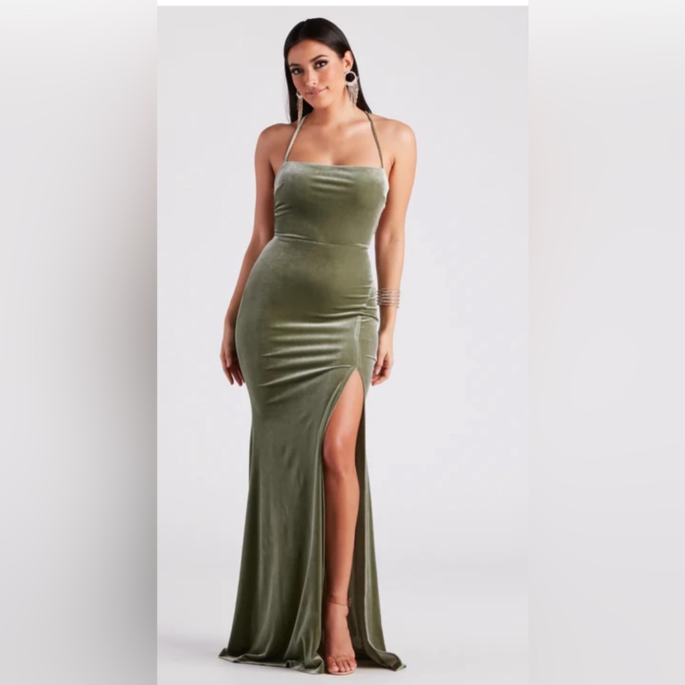 Velvet Long Mermaid Formal Dress - Sage Green